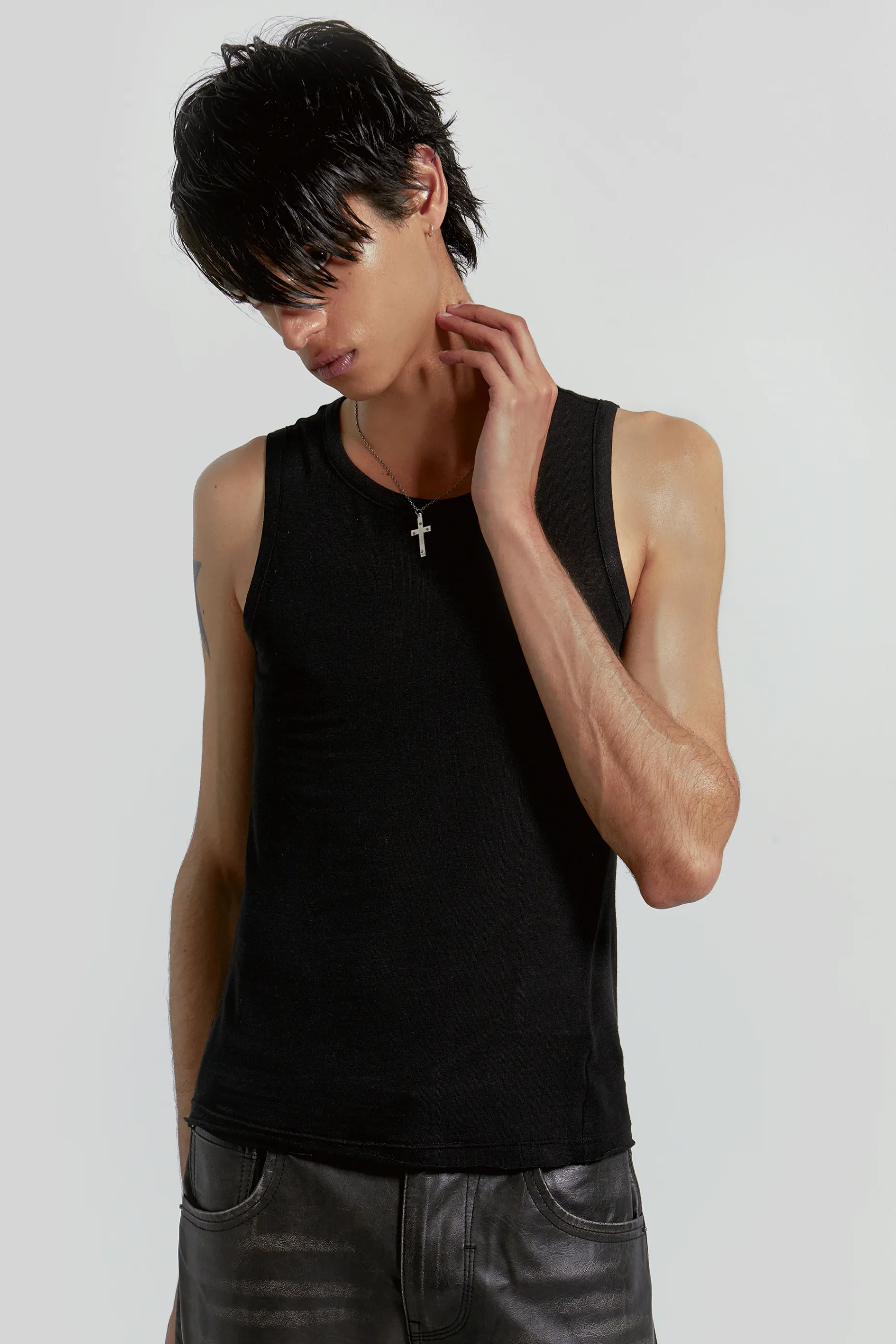 Jaded London Black Mist Vest- Tops