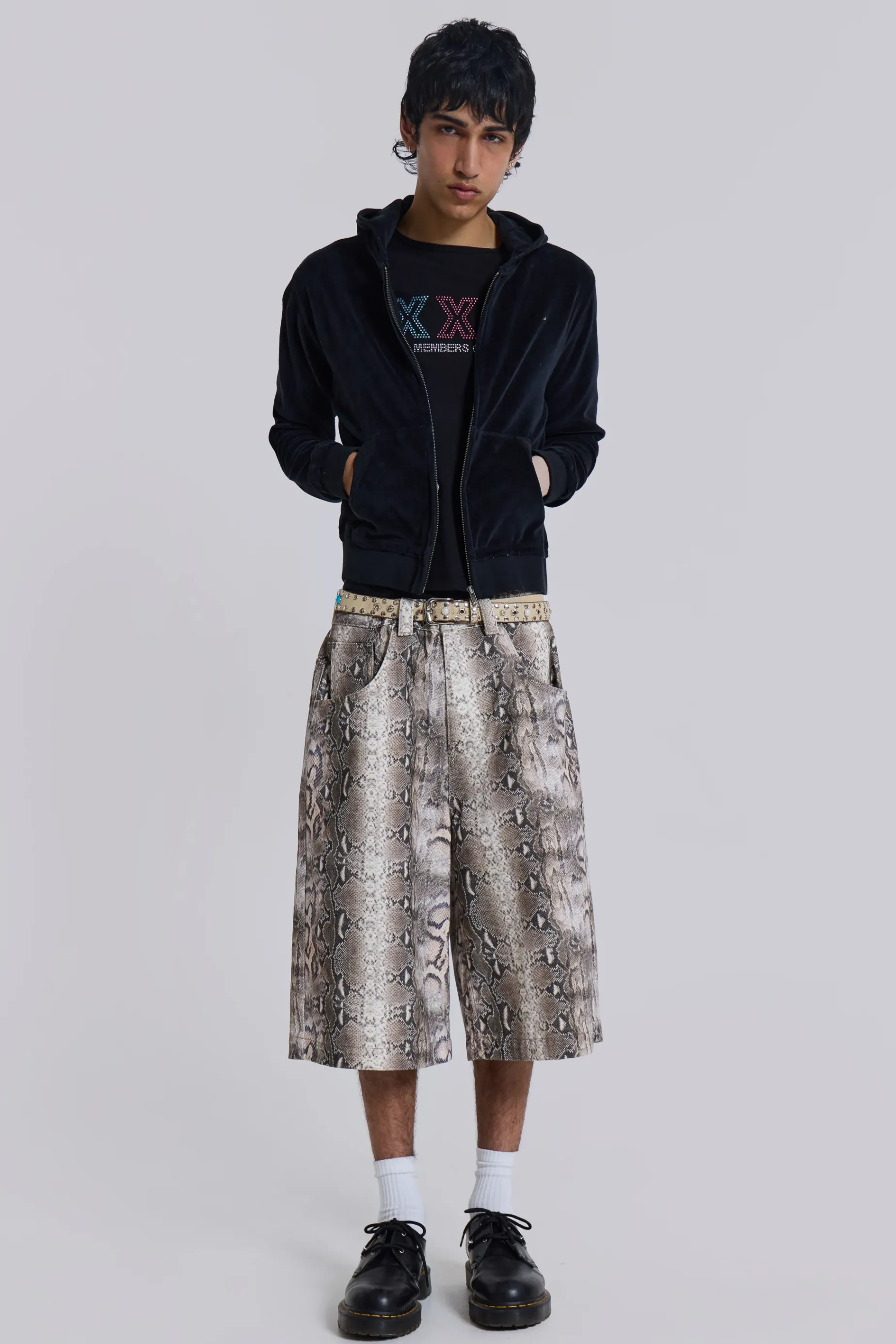 Jaded London Boa Snake Print Colossus Jorts- Jorts & Shorts