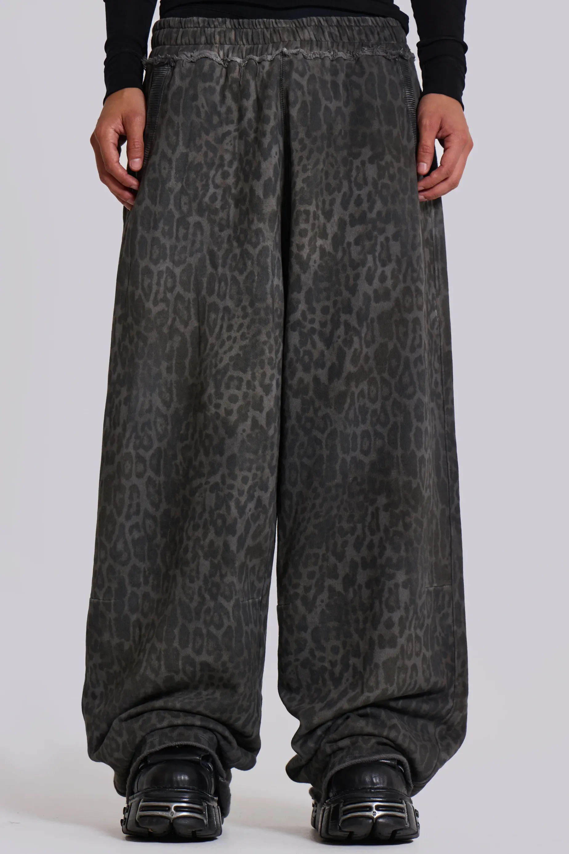 Jaded London Charcoal Leopard Monster Joggers- Joggers & Sweatpants | Baggy Joggers & Sweatpants