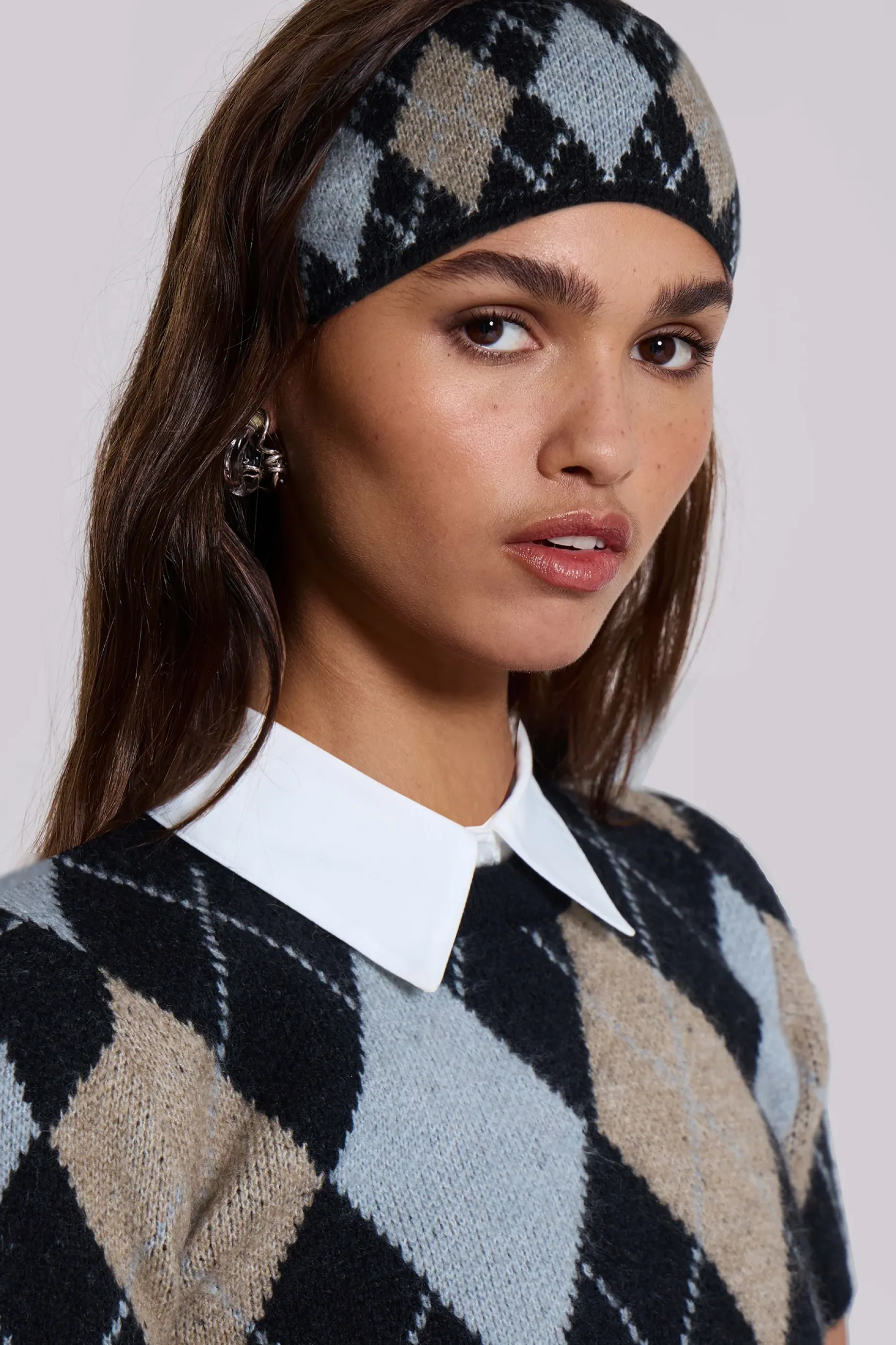 Jaded London Clara Argyle Knit Headband-Women Accessories