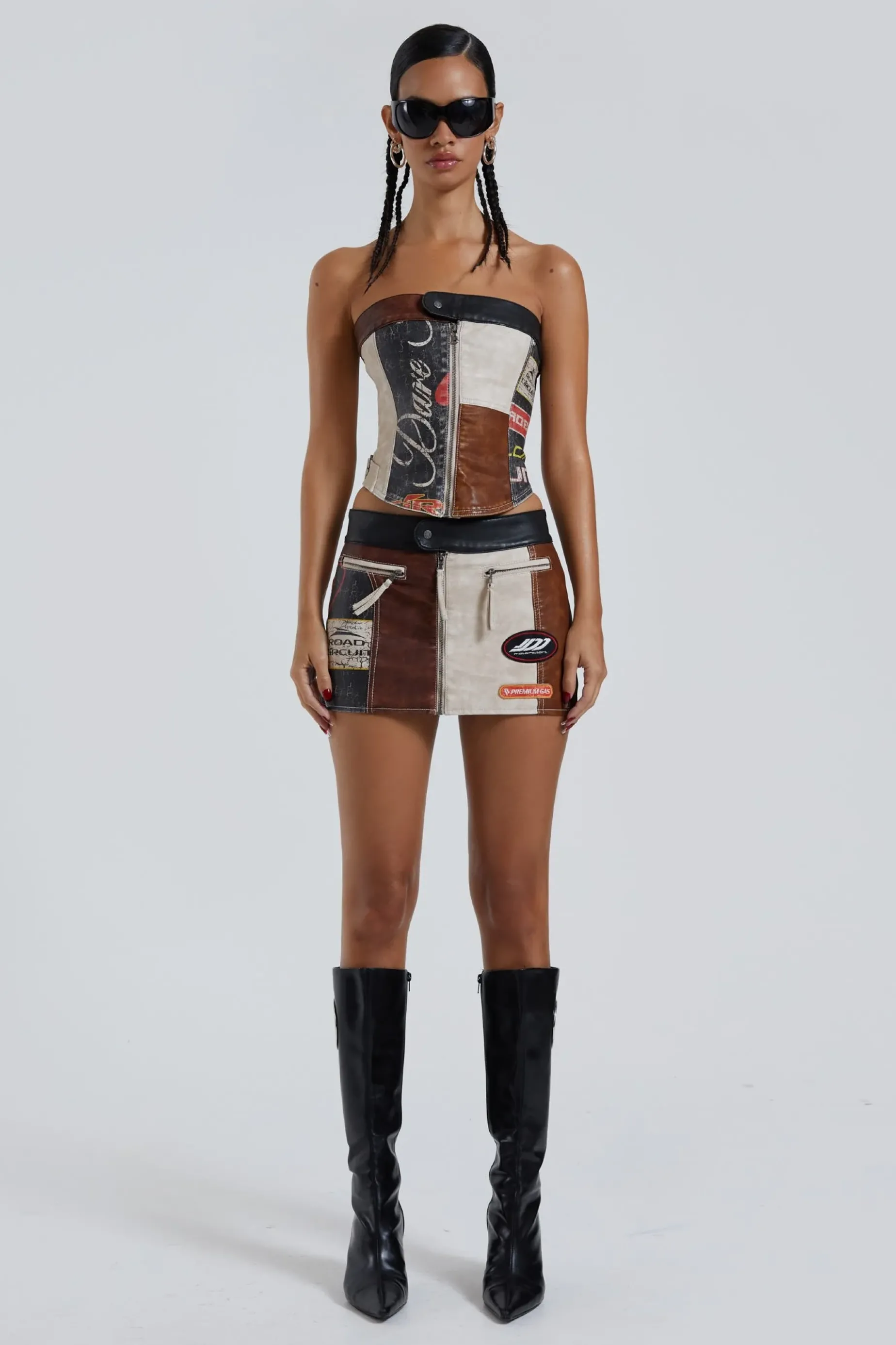 Jaded London Daytona Vegan Leather Mini Skirt-Women Mini Skirts