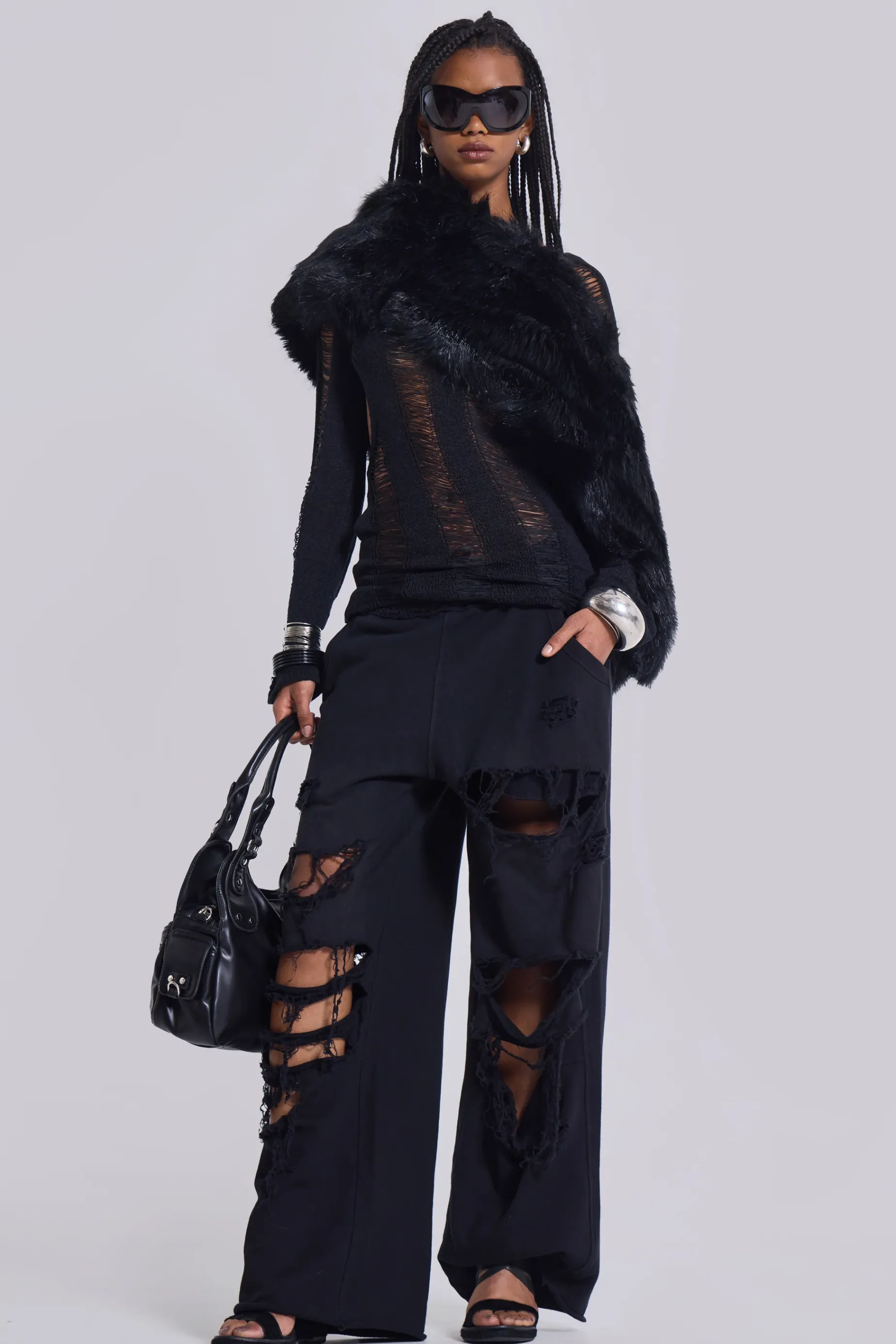 Jaded London Distressed Black Baggy Monster Joggers-Women Baggy Joggers & Sweatpants | Joggers & Sweatpants