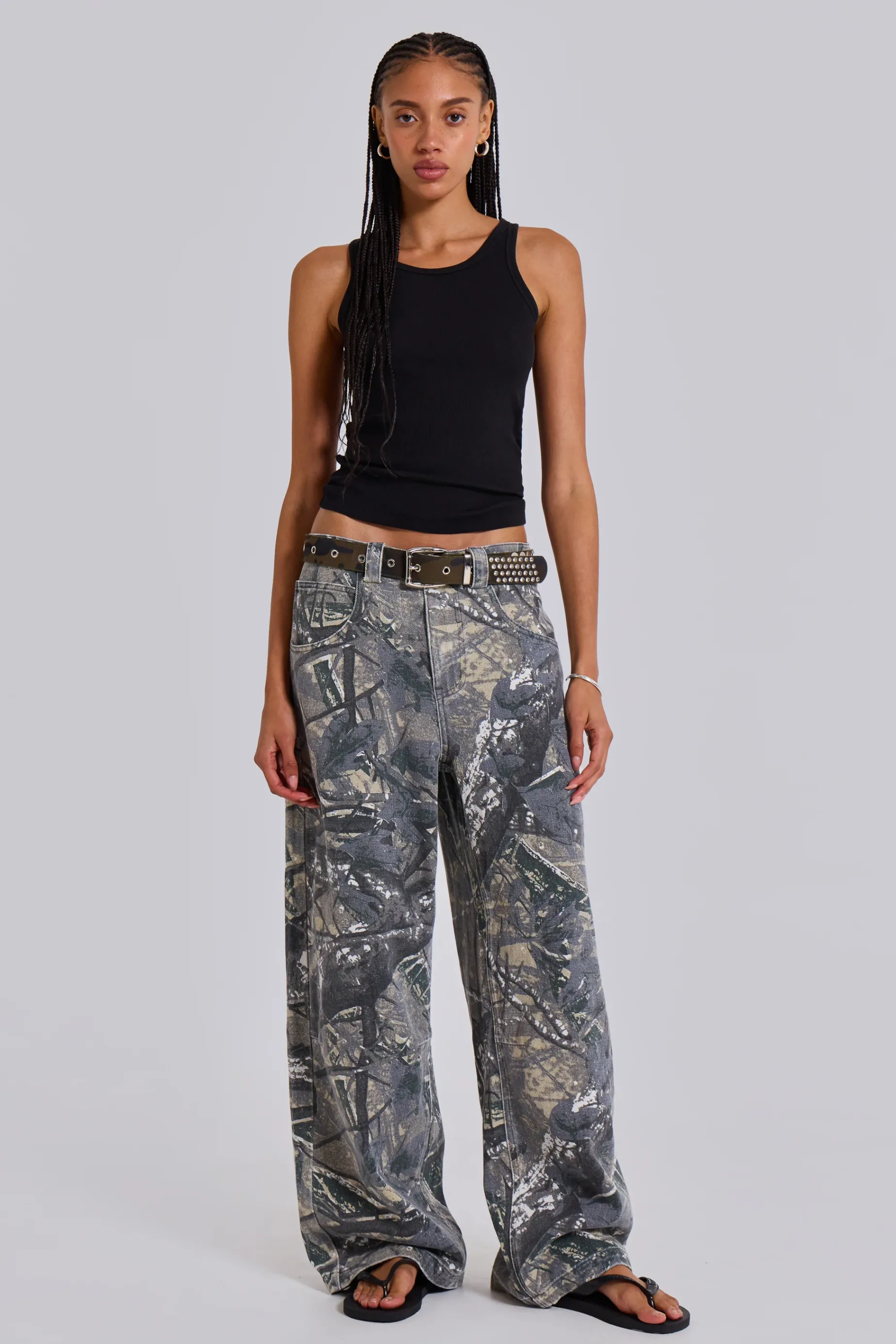 Jaded London Forest Camo Colossus Jeans-Women Statement Jeans | Baggy Jeans