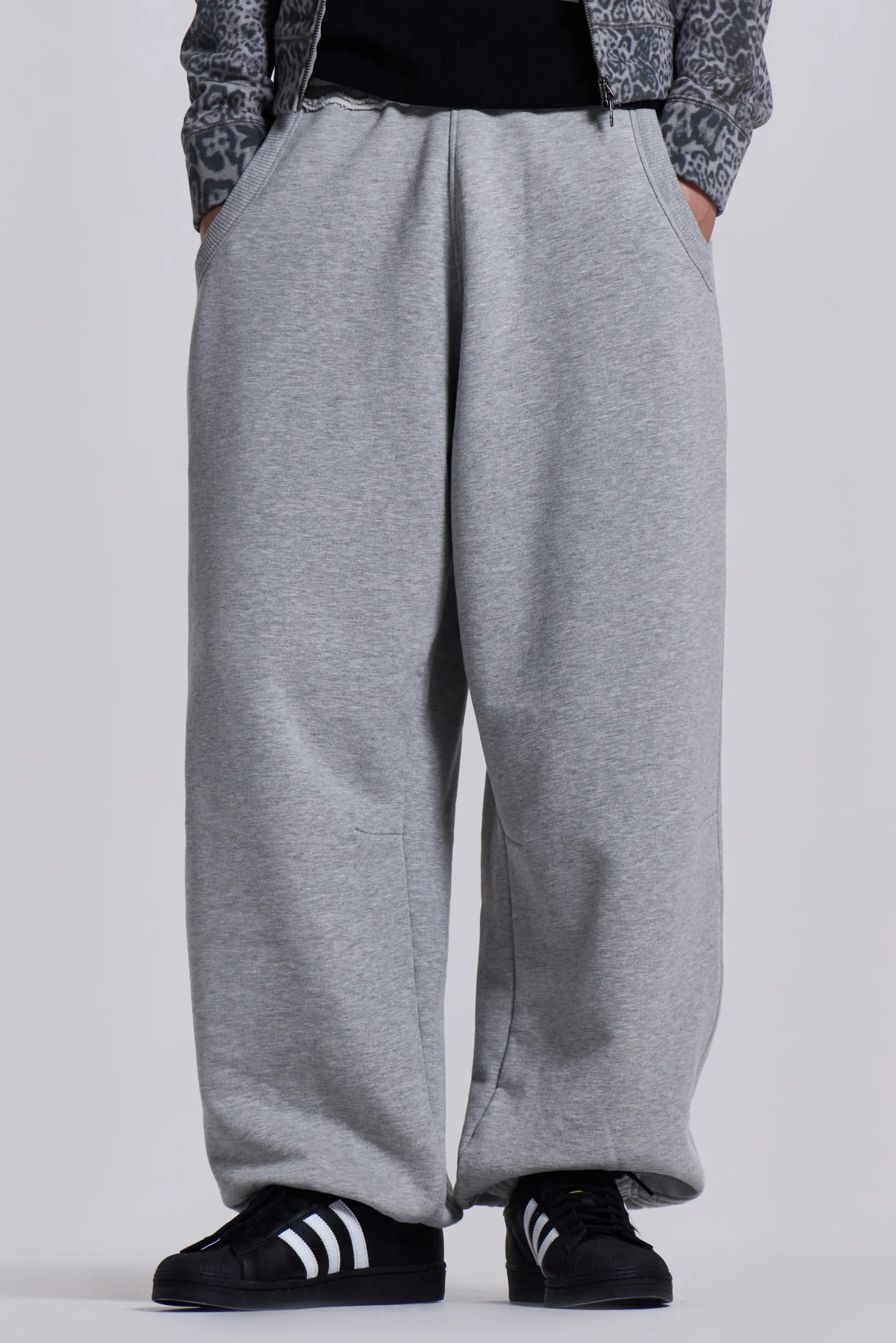 Jaded London Grey Marl Cuffed Baggy Monster Joggers- Joggers & Sweatpants | Baggy Joggers & Sweatpants