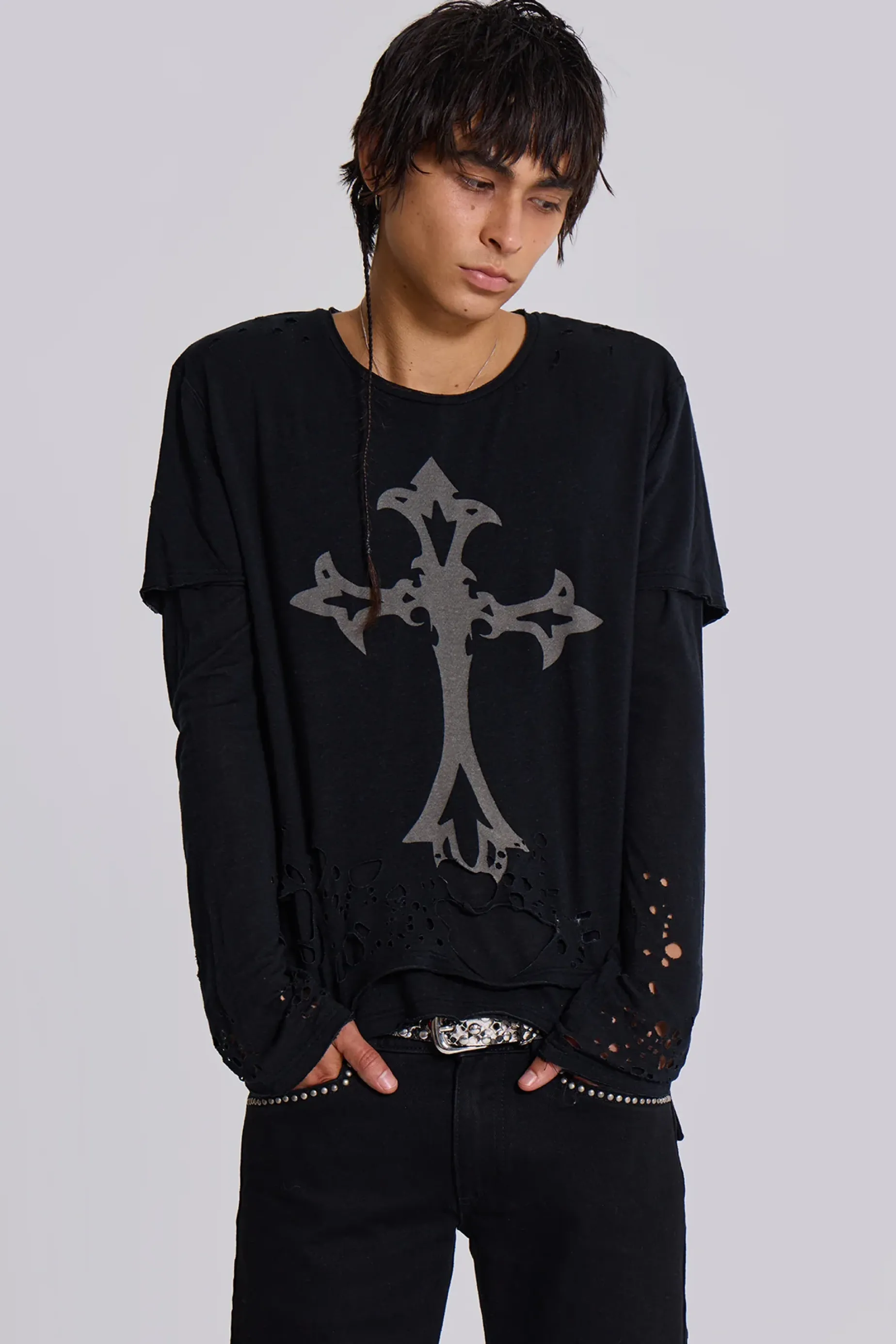 Jaded London Hex Double Layer Mist Top- T-shirts & Vests | Tops