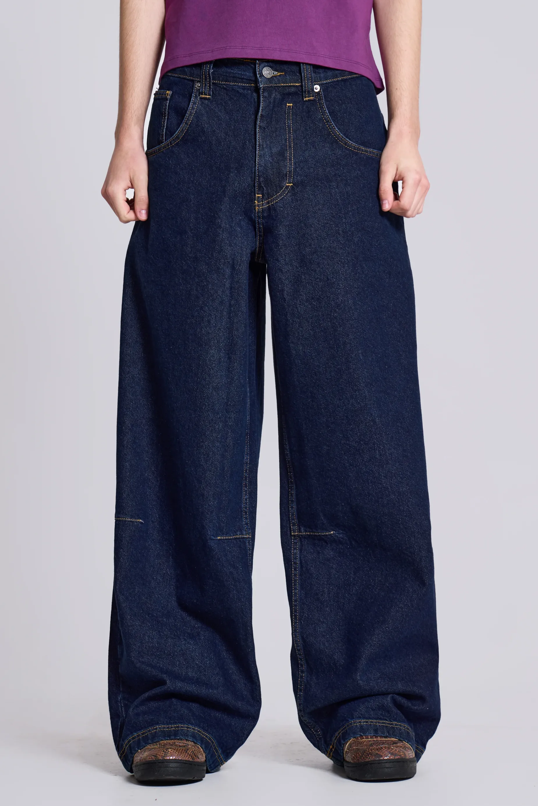 Jaded London Indigo Low Rise Colossus Baggy Jeans- Baggy Jeans | Colossus Jeans