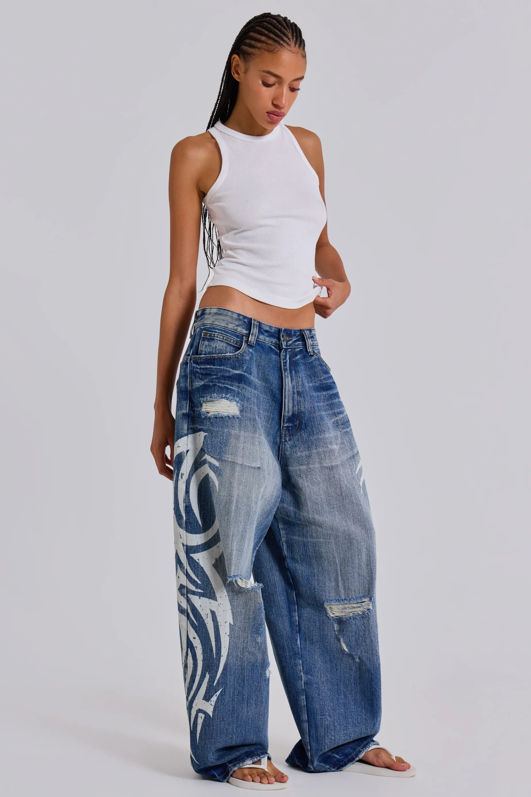 Jaded London Light Wash Blade XL Colossus Jeans-Women Statement Jeans | Baggy Jeans