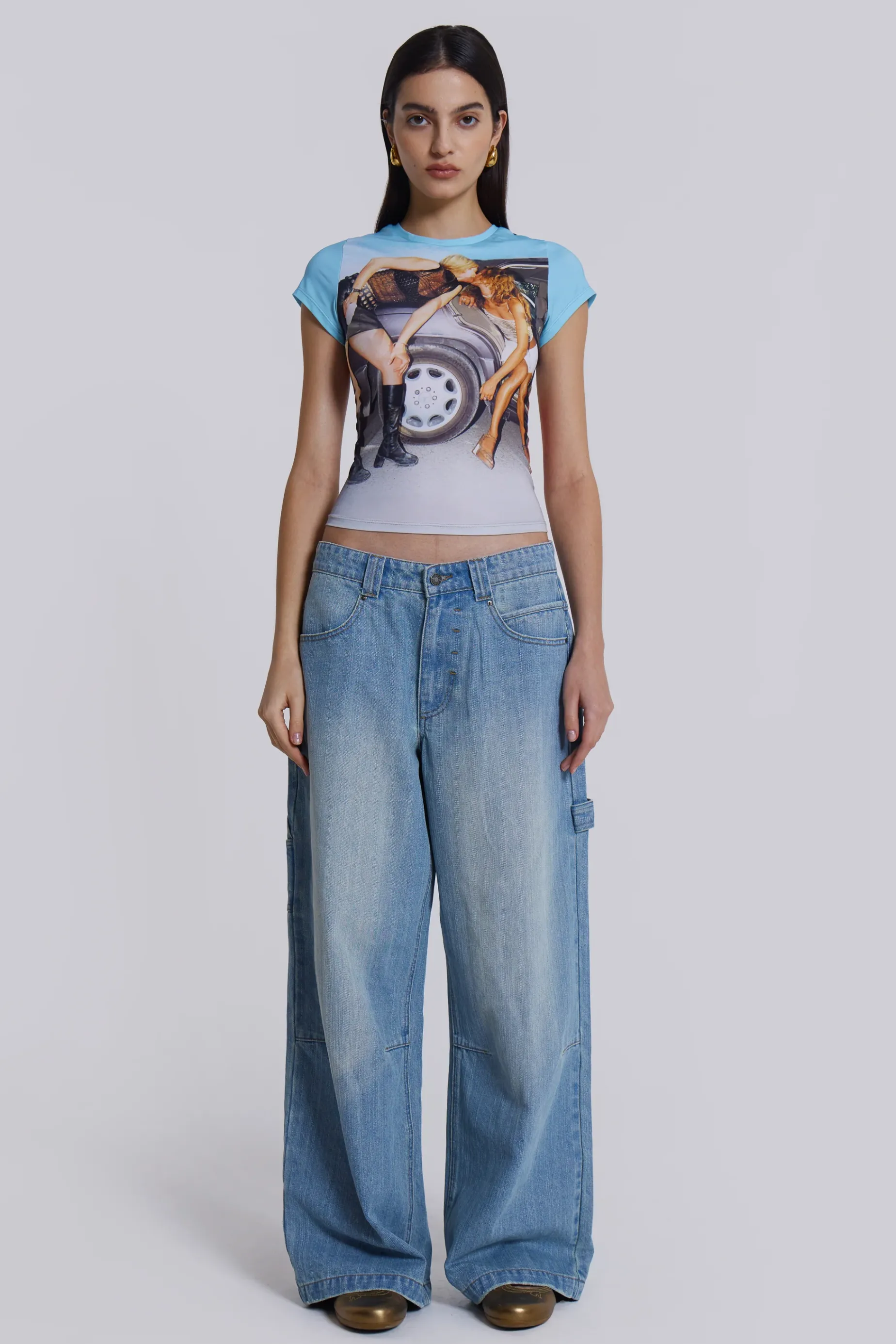 Jaded London Light Wash Colossus Carpenter Jeans-Women Baggy Jeans | Colossus Jeans