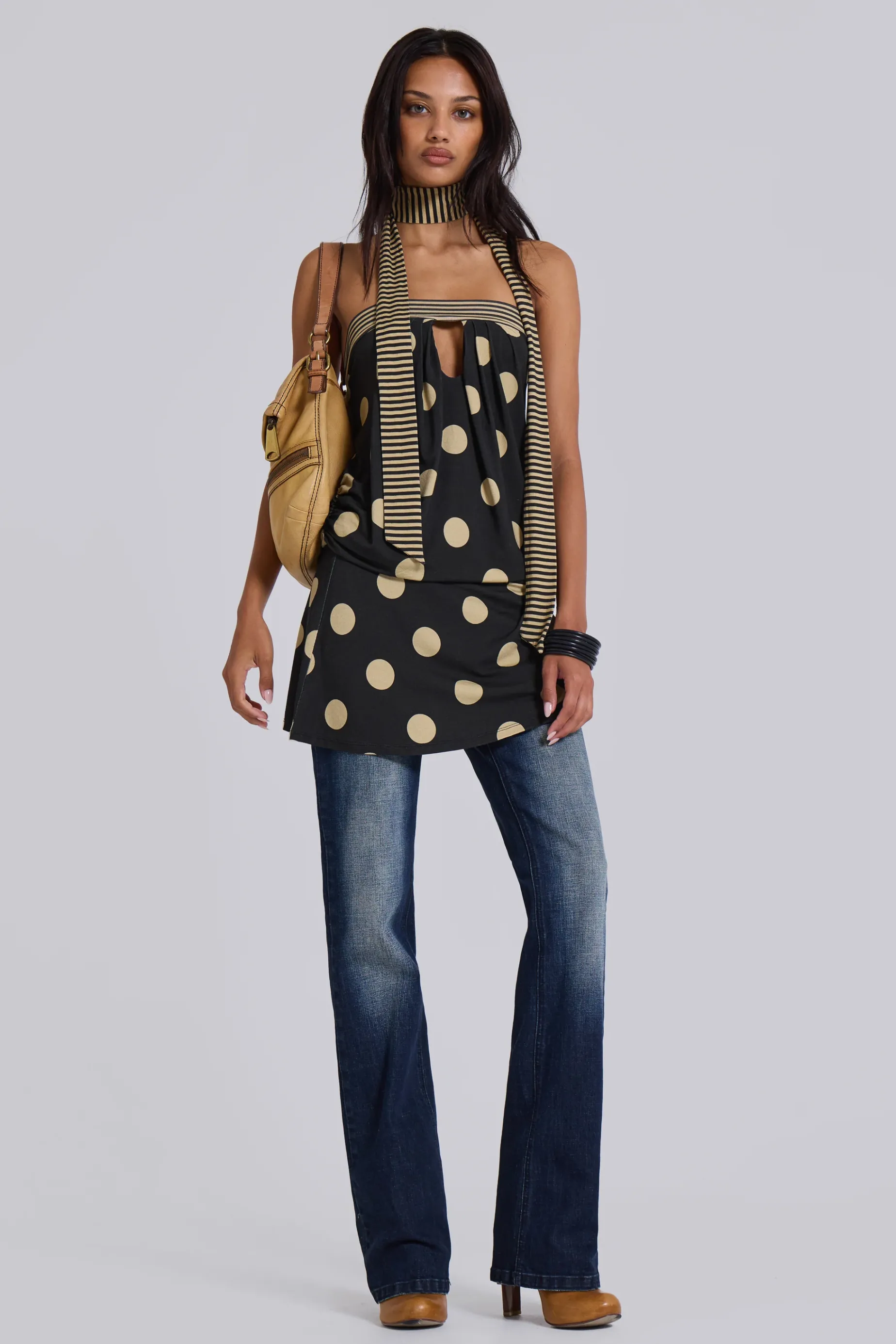 Jaded London Lola Strapless Mini Dress in Polkadot Stripe-Women Beach Co-Ords | Beach Co-ords
