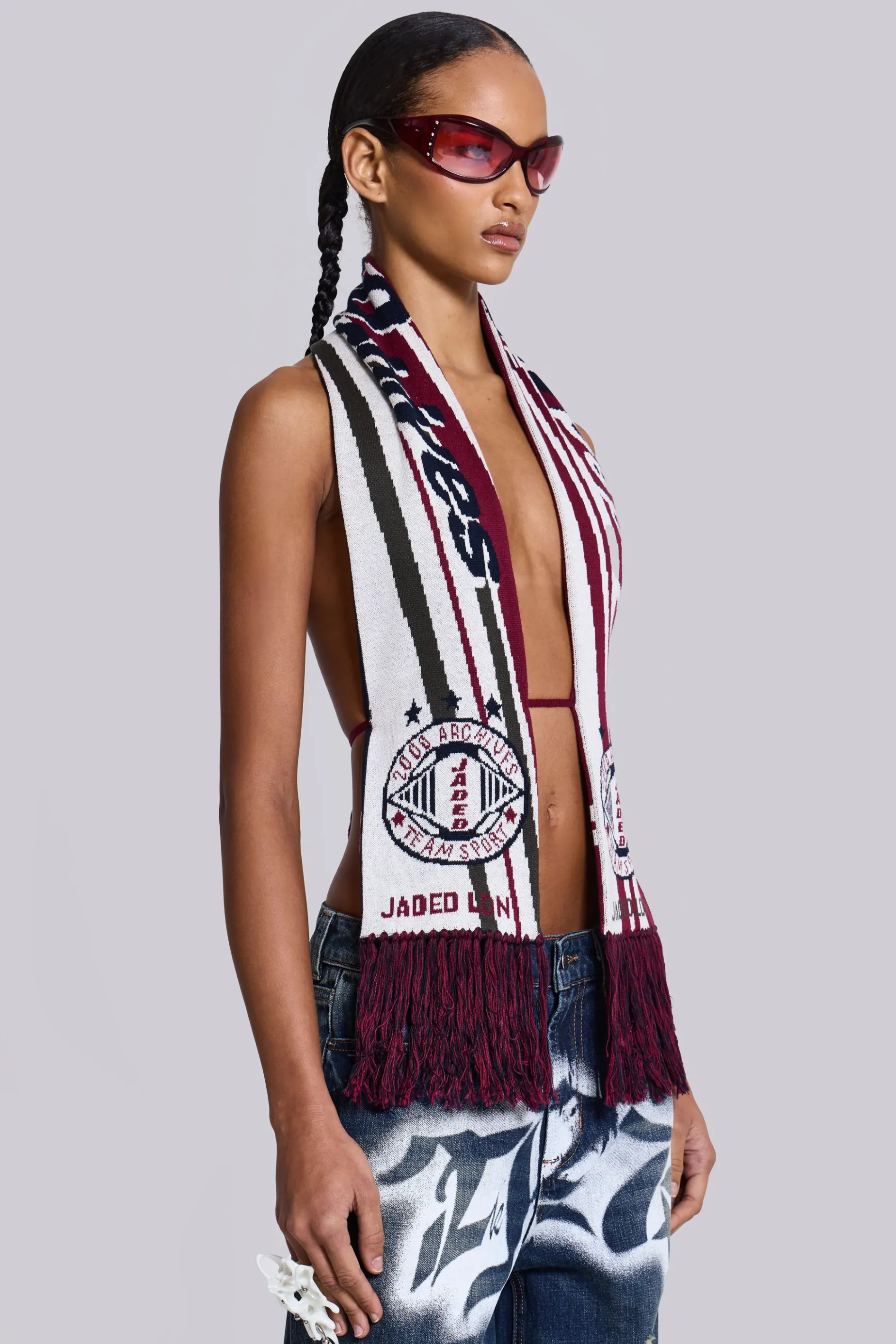 Jaded London Merch 3-in-1 Backless Football Scarf Top-Women Accessories | Knitwear