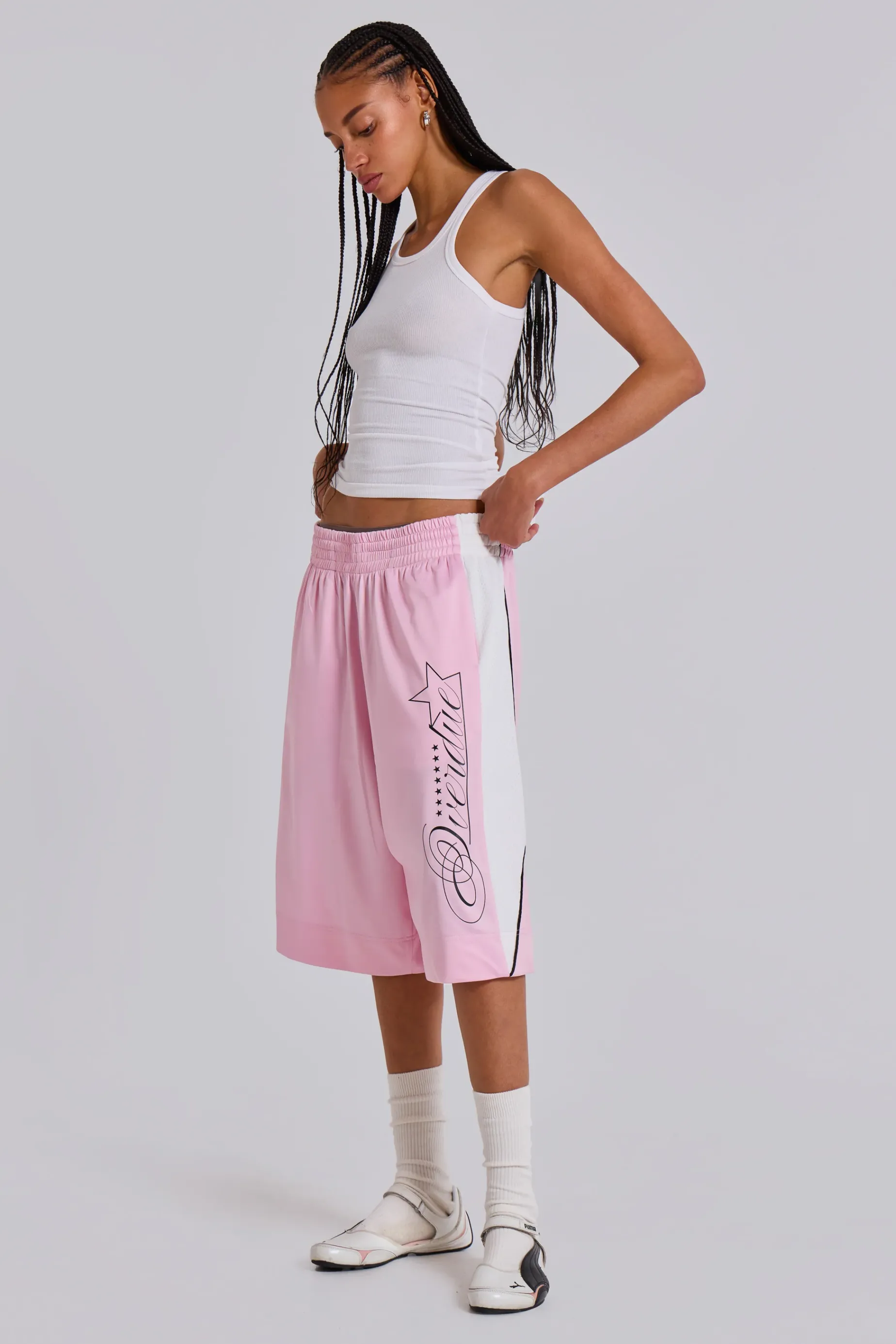 Jaded London Pink Overdue Basketball Shorts-Women Shorts & Jorts | Shorts & Jorts