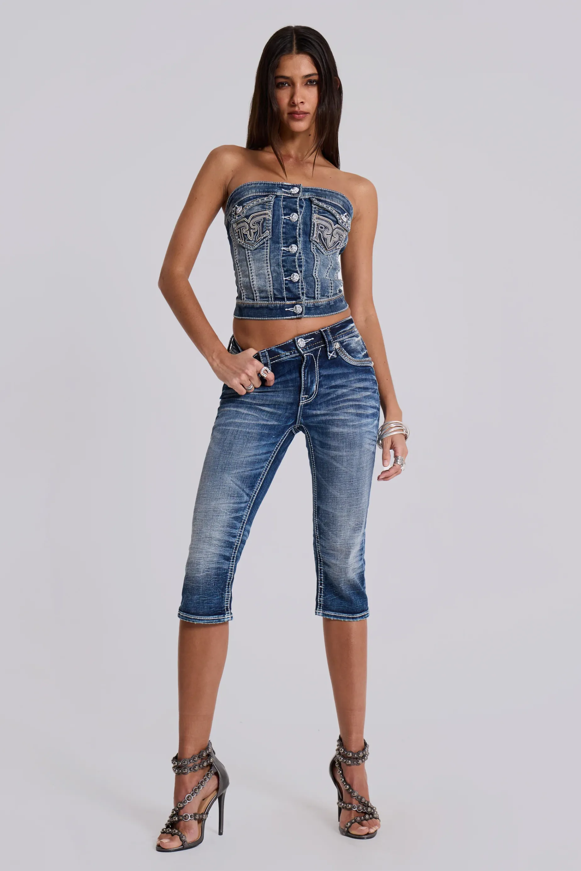 Jaded London Rock Revival Capri Jeans-Women Shorts & Jorts | Shorts & Jorts
