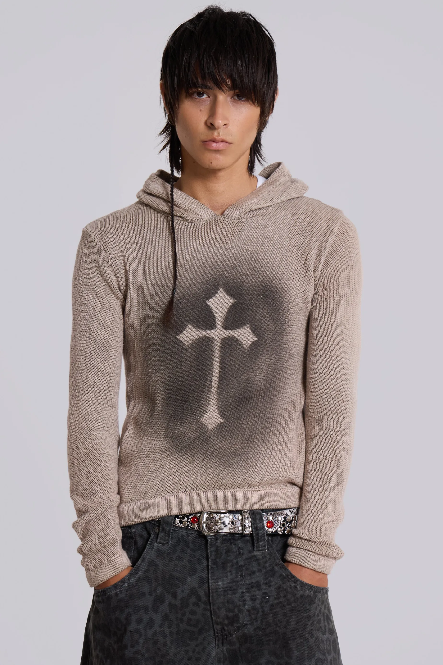 Jaded London Sainted Knit Hoodie- Knitwear | Knitwear