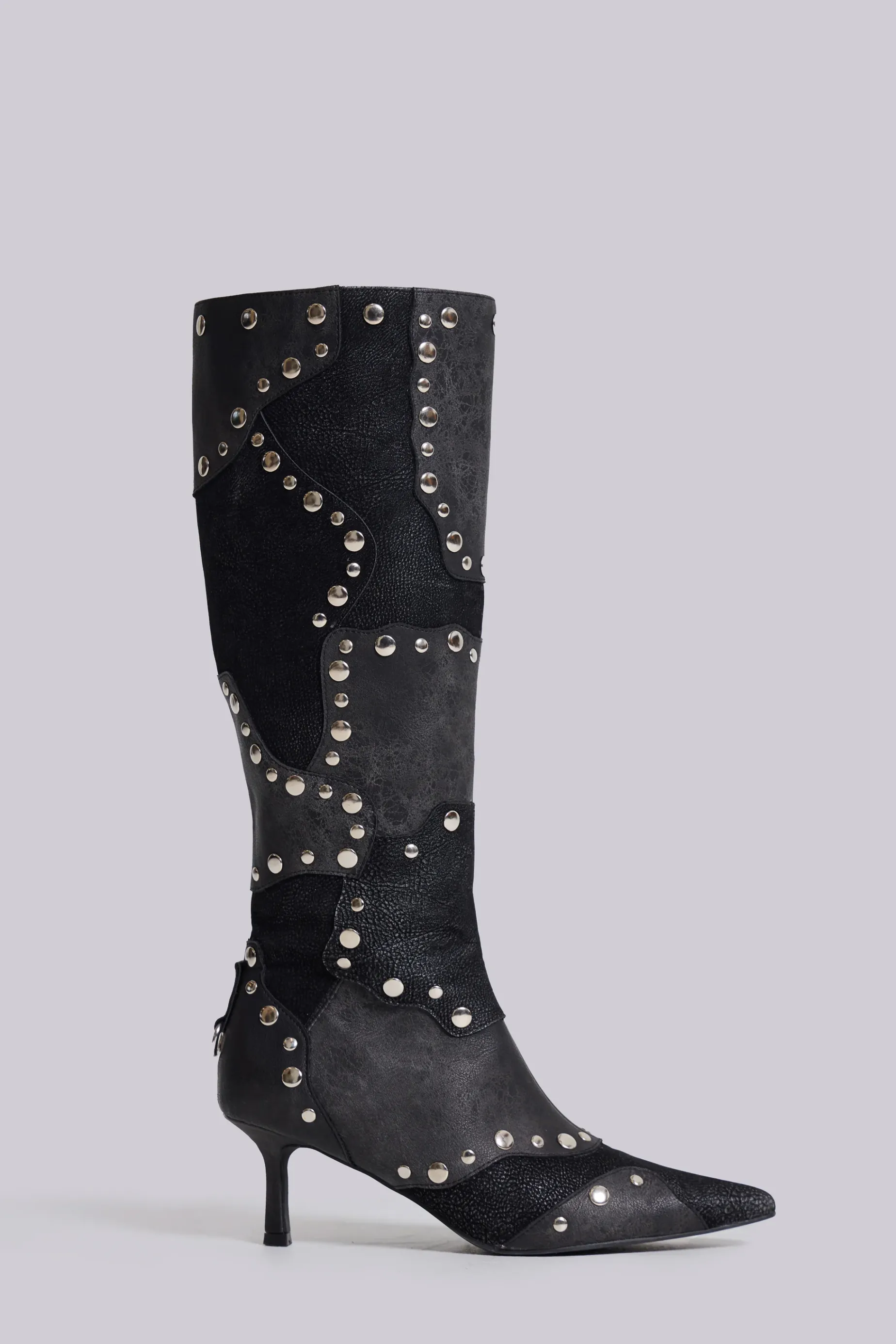 Jaded London Shadow Studded Knee-High Boot-Women Footwear | Accessories