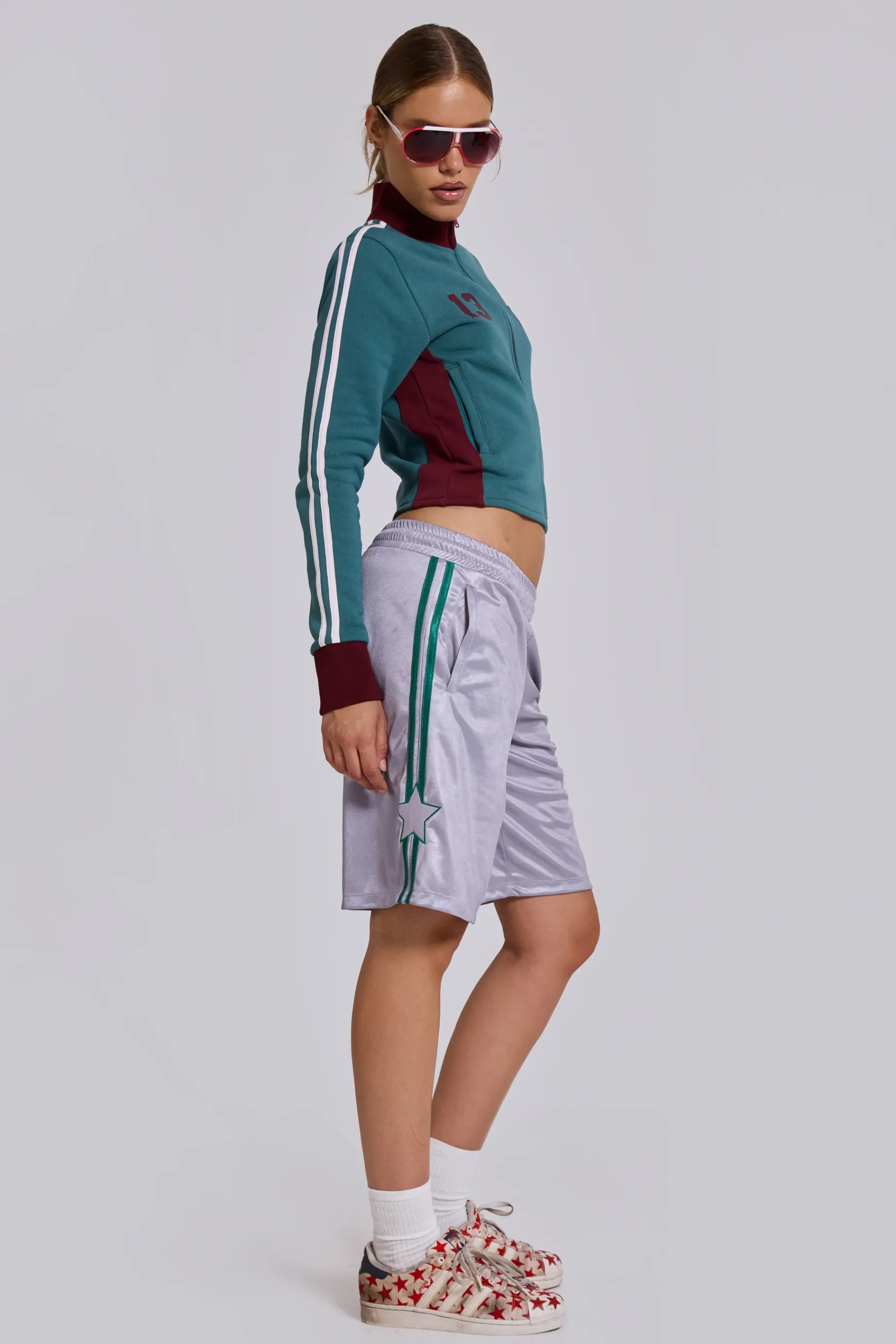 Jaded London Silver Alyx Longline Football Shorts-Women Shorts & Jorts | Shorts & Jorts