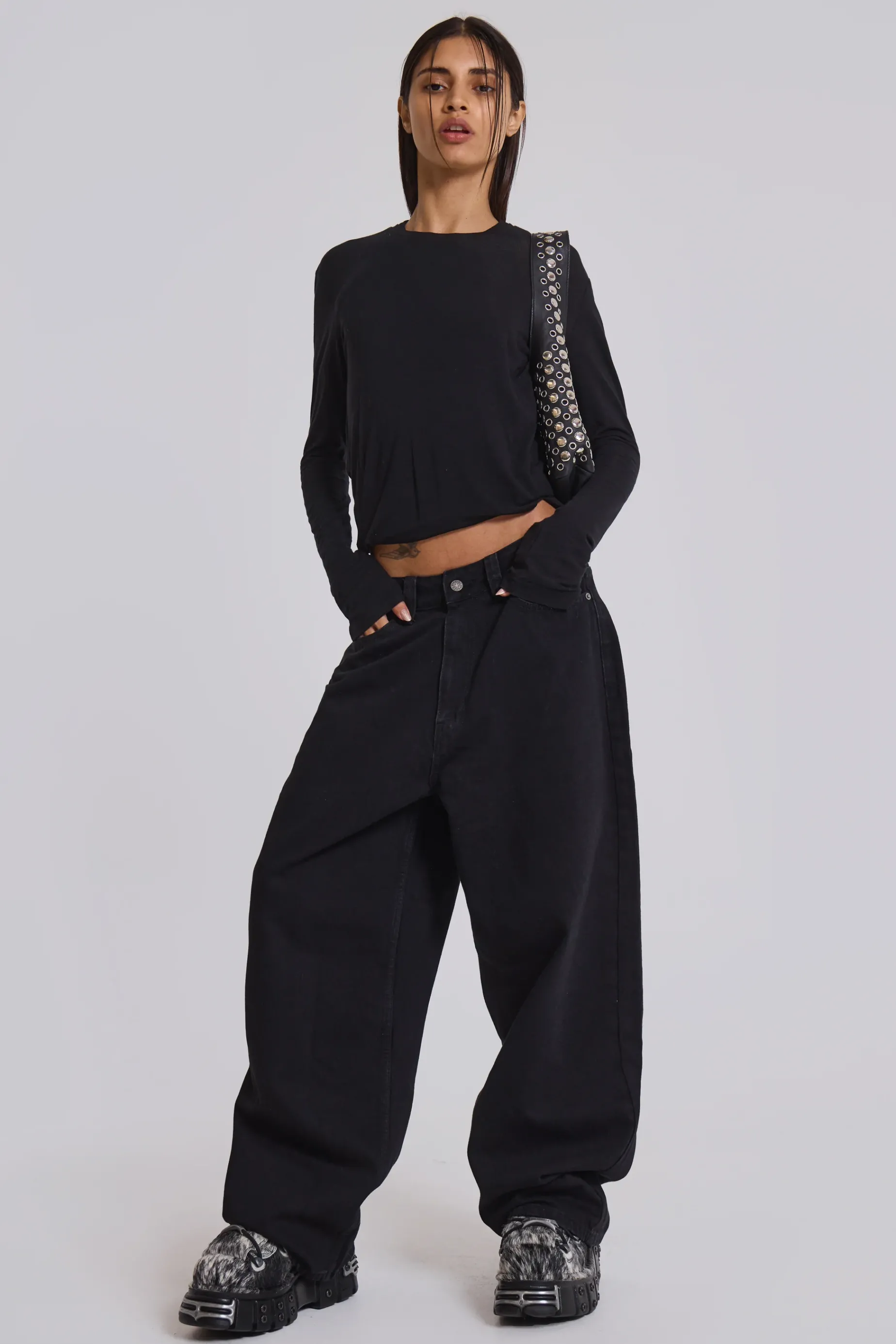 Jaded London Solid Black XL Colossus Jeans-Women Baggy Jeans | Colossus Jeans