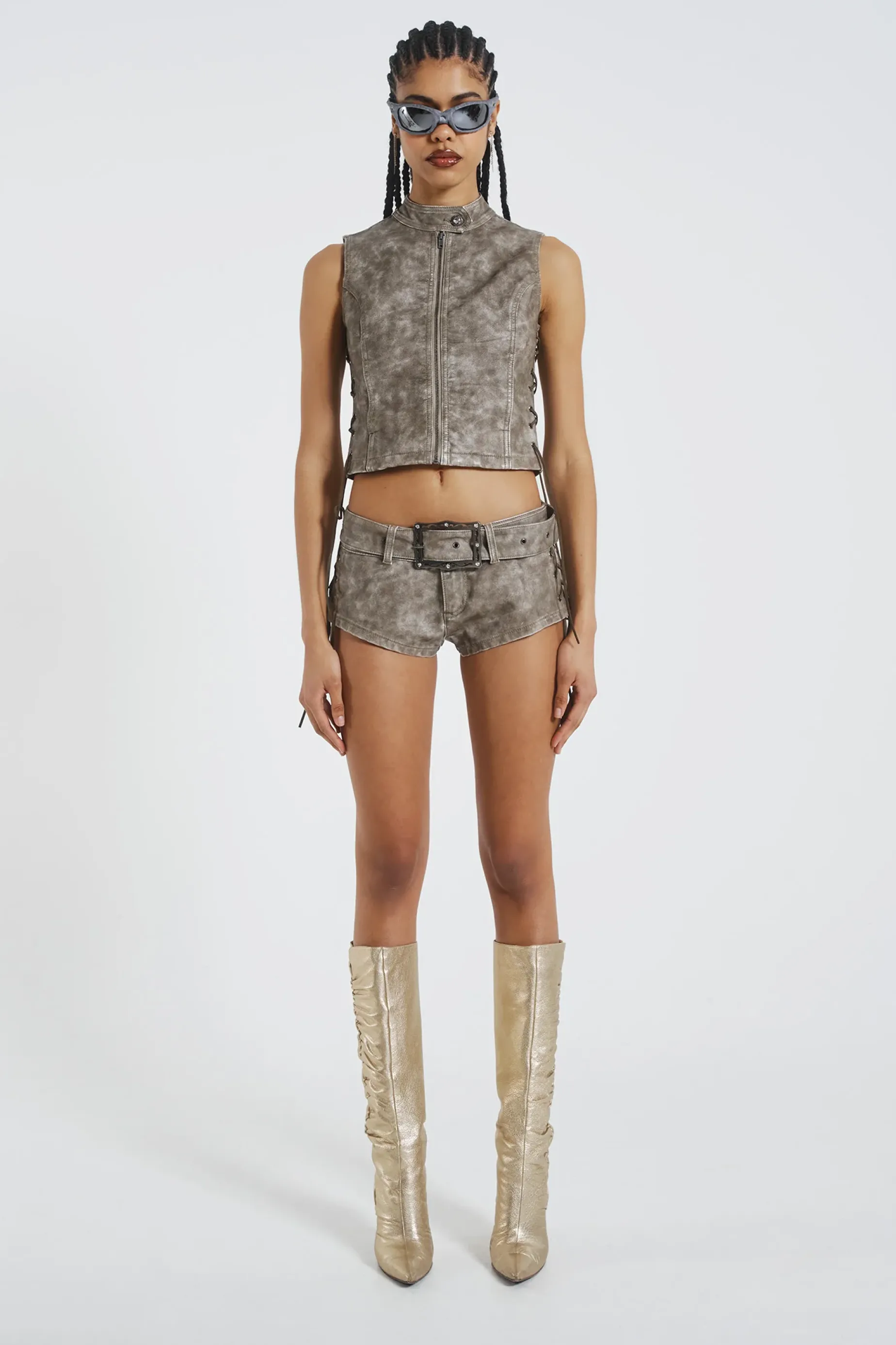 Jaded London Steel Lace Up Side PU Hot Pants-Women Shorts & Jorts | Shorts & Jorts
