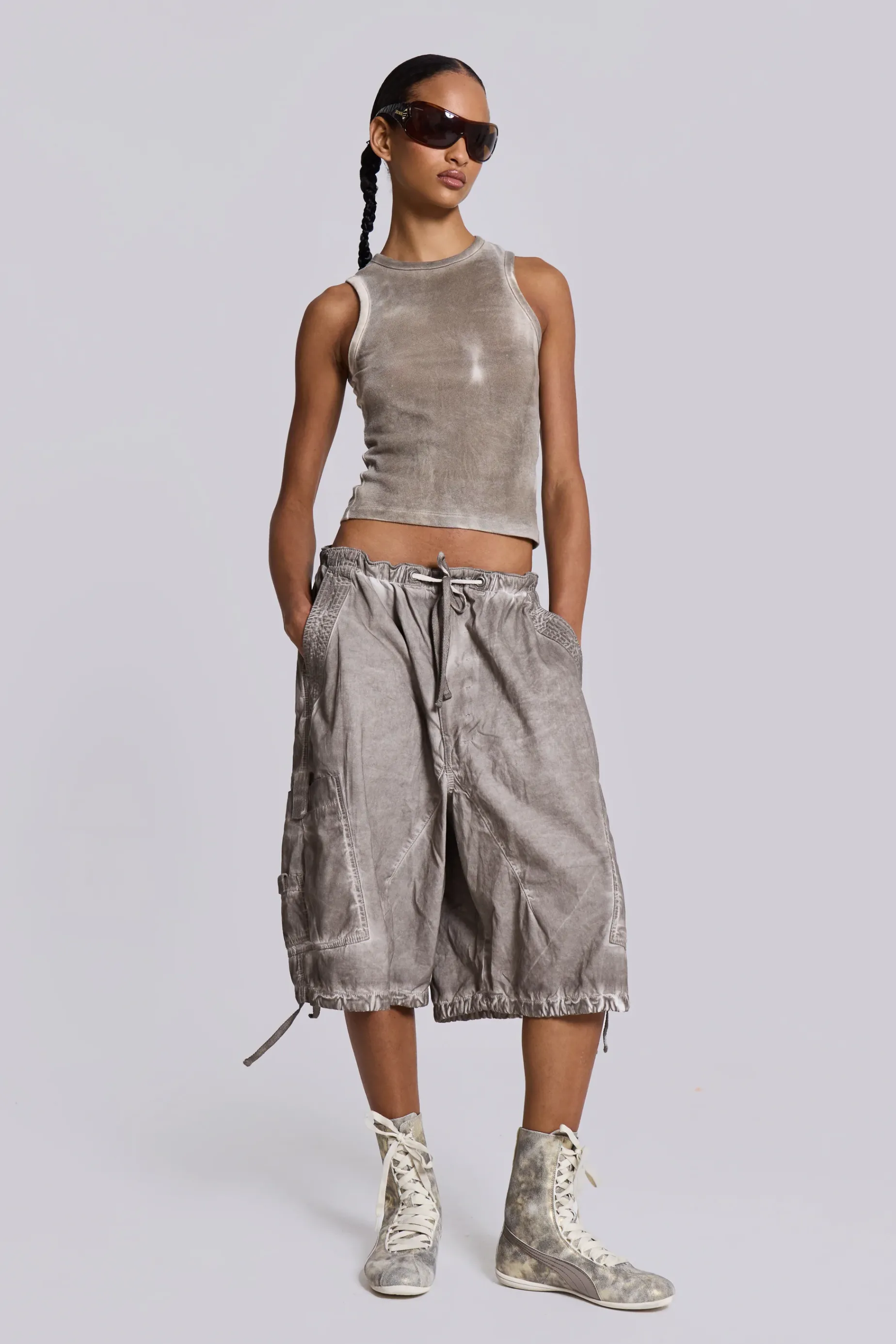 Jaded London Stone Oil Wash Parachute Shorts-Women Shorts & Jorts | Shorts & Jorts