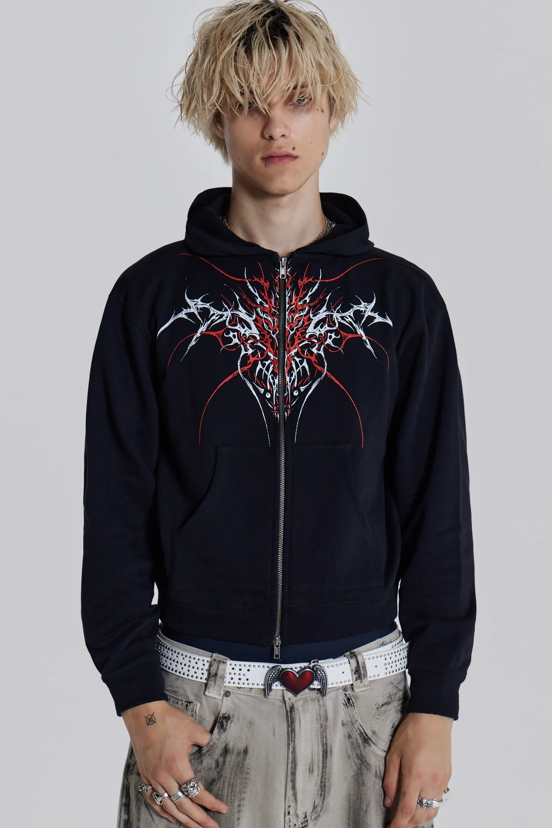 Jaded London Thorn Zip Hoodie- Hoodies & Sweatshirts | Hoodies & Sweatshirts