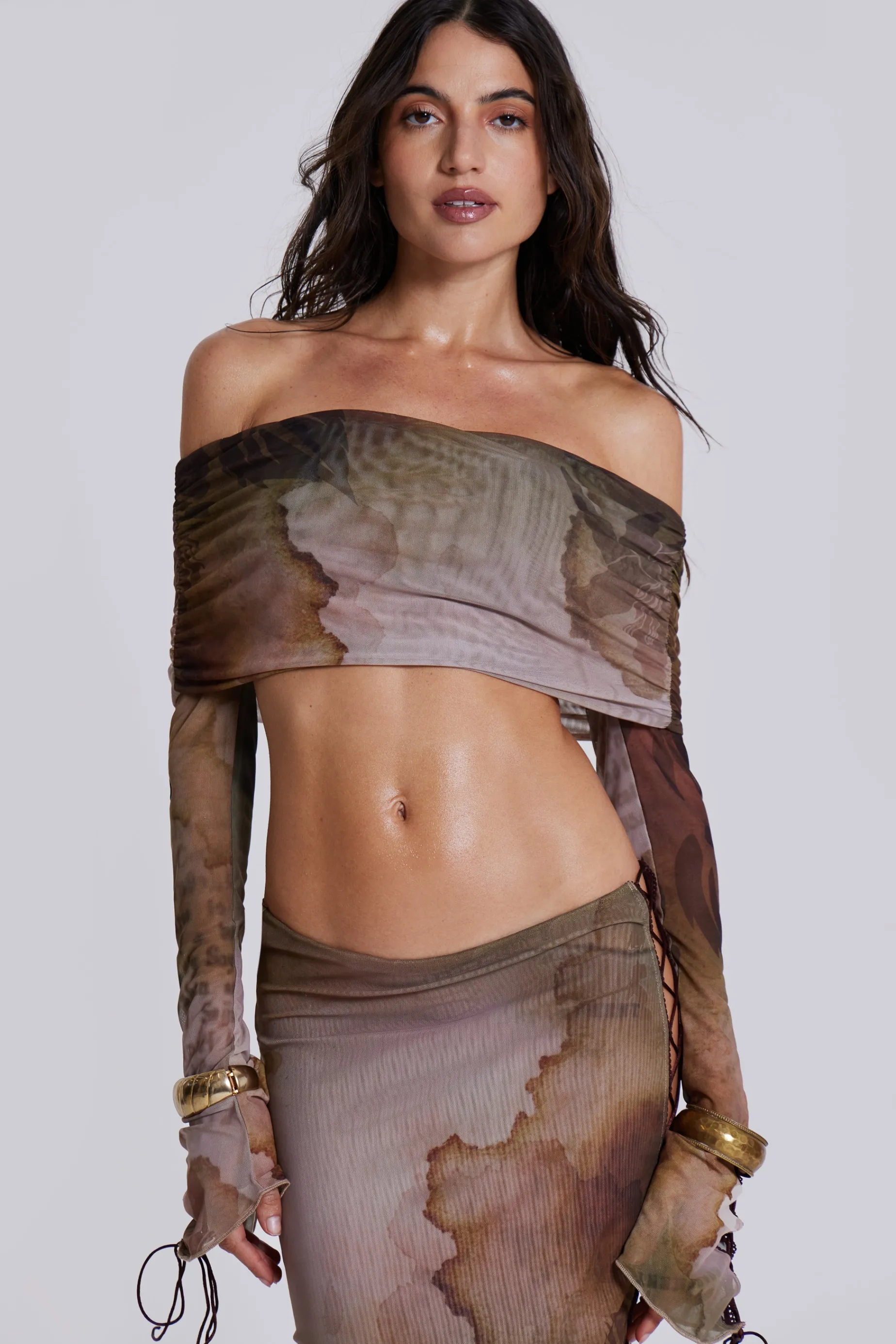 Jaded London Valerie Lace Up Top-Women Crop Tops | Long Sleeve Tops