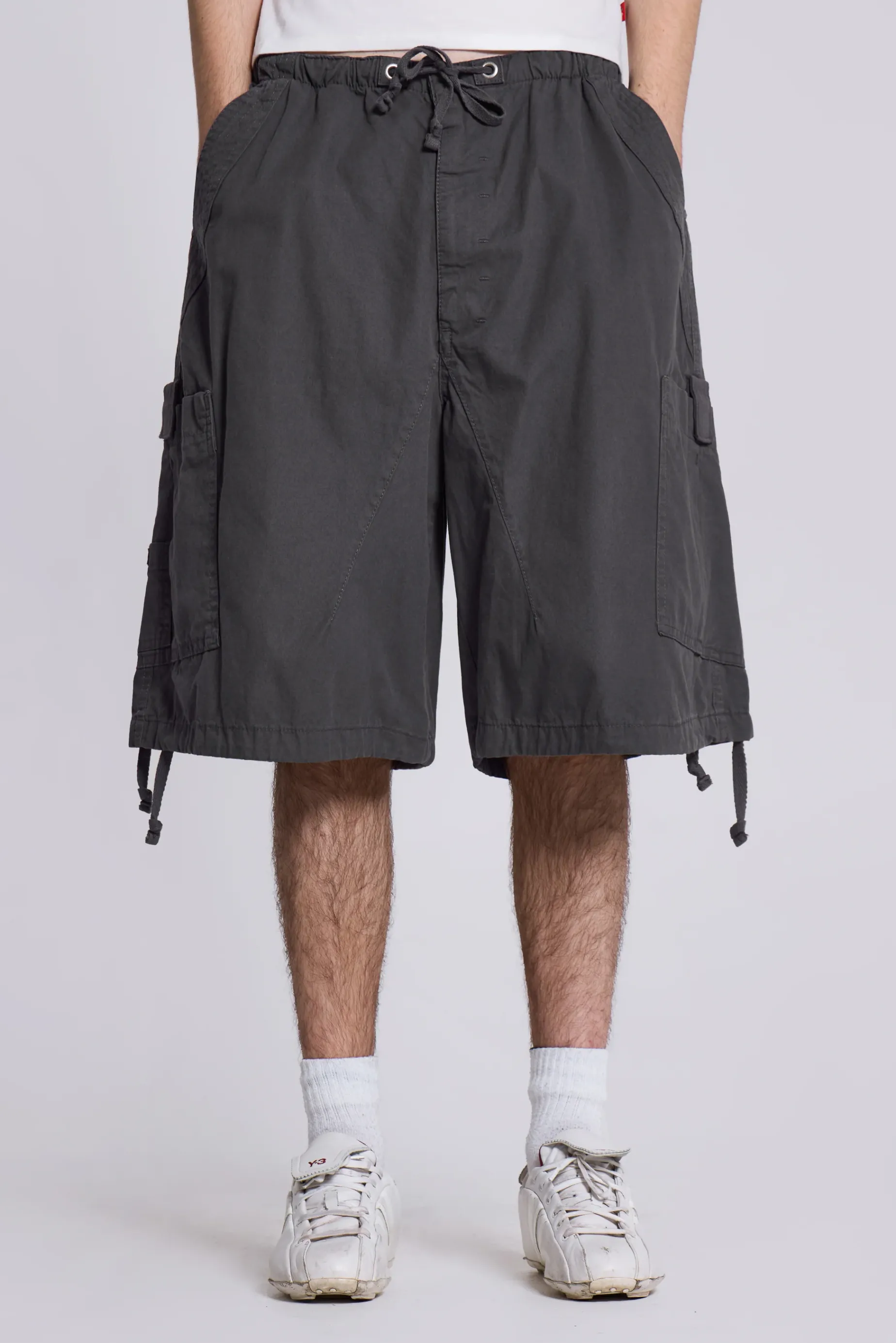 Jaded London Vintage Grey Parachute Cargo Shorts- Jorts & Shorts | Parachute Pants