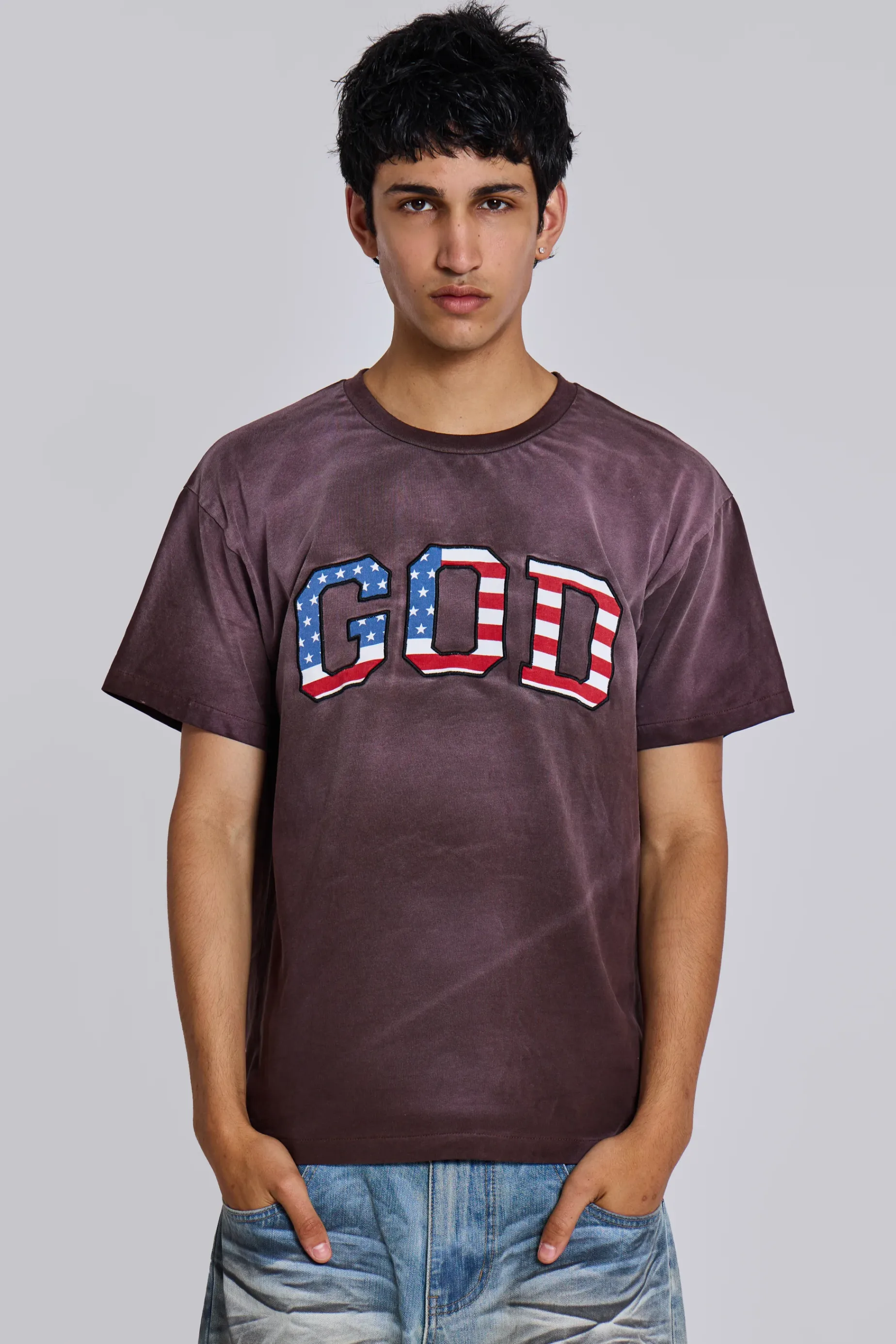 Jaded London Vintage Wash ‘GOD’ T-Shirt- T-shirts & Vests | Tops