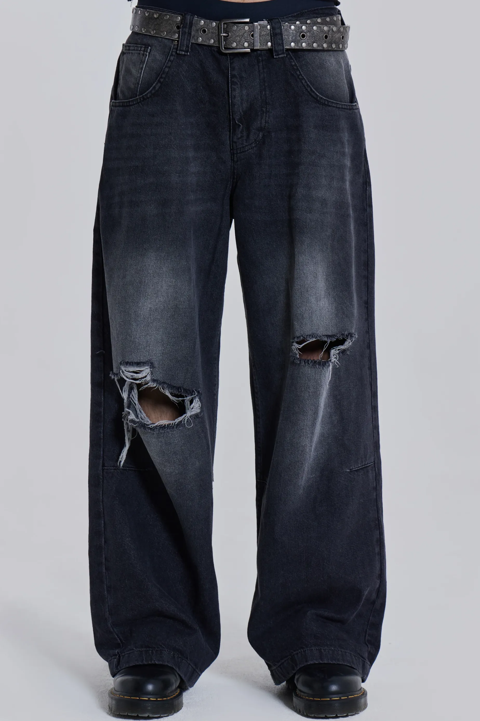 Jaded London Washed Black Busted Colossus Baggy Jeans- Baggy Jeans | Colossus Jeans