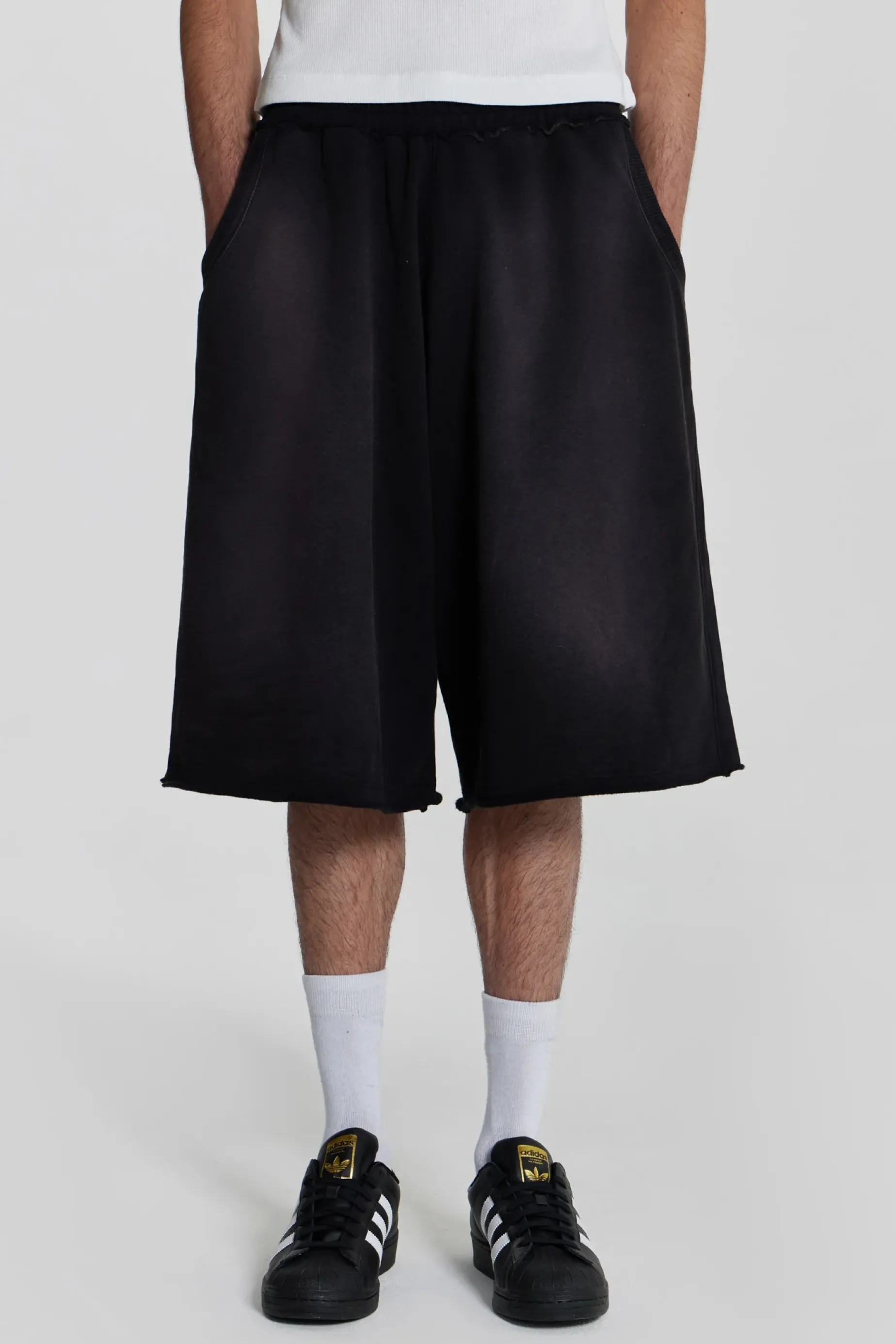 Jaded London Washed Black Monster Jogger Shorts- Jorts & Shorts