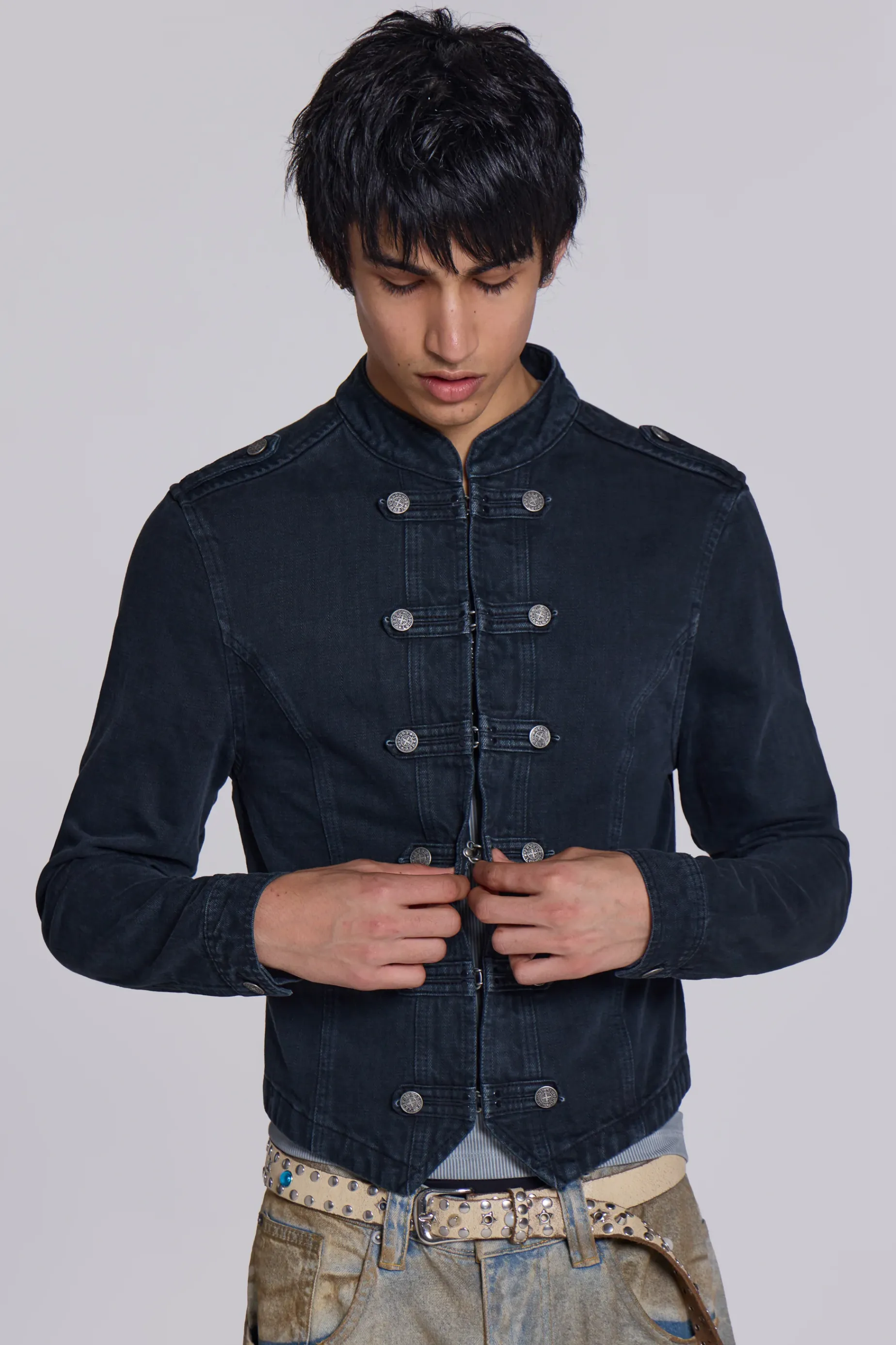 Jaded London Washed Black Rebel Jacket- Outerwear